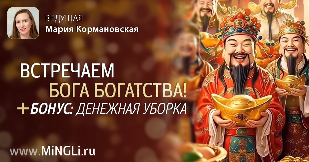 Встречаем Бога Богатства + Бонус: Денежная уборка. .<br />Преподаватель: <strong>Мария Кормановская</strong>